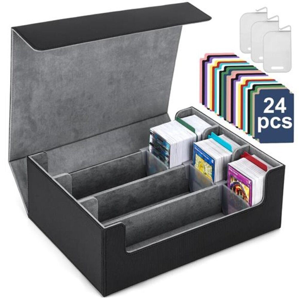 Trading Card Storage Box 1800+ Capacity Leather Magnetic